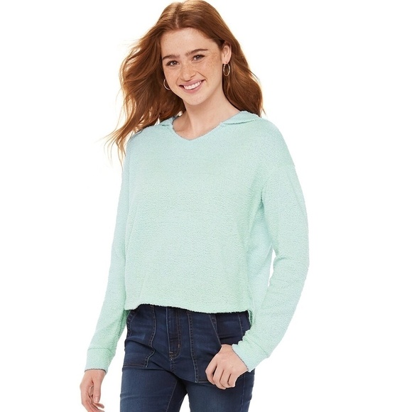 SO Juniors Cozy Lightweight Green Hooded Sweater (S) - Picture 1 of 7